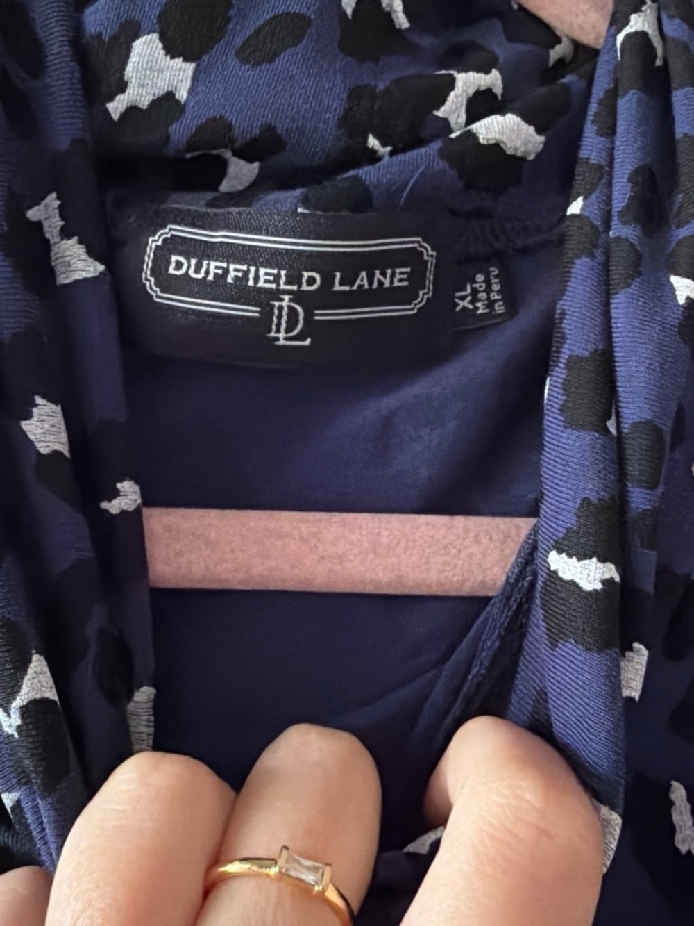 Duffield Lane Navy Top with Black & White Abstract Spots